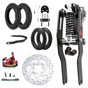 SUPER PACK Suspensión Monorim V4 (negro) +KIT XTECH + Ruedas 10 pulgadas para Xiaomi M365