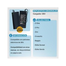 SMARTGYRO CARGADOR 3600 PARA PATINES DE 36V TECNOLOGIA DEL VALLE
