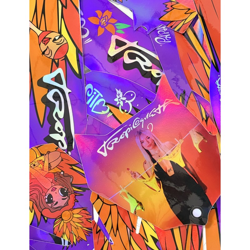 VINILO HOLOGRÁFICO BICICLETA ELECTRICA RFN KAROL G "TROPICOQUETA MORADO "