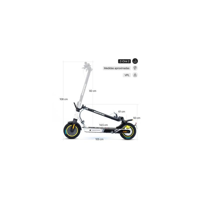 Patinete eléctrico smartGyro Z-One 2 Gray Certificado TECCNOLOGIA DEL VALLE